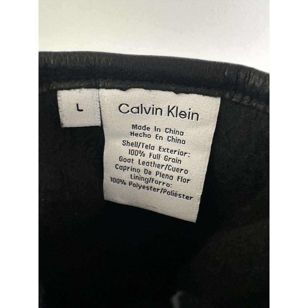 Calvin Klein Adult Full Grain Goat Leather Gloves Black Size L - Picture 5 of 5